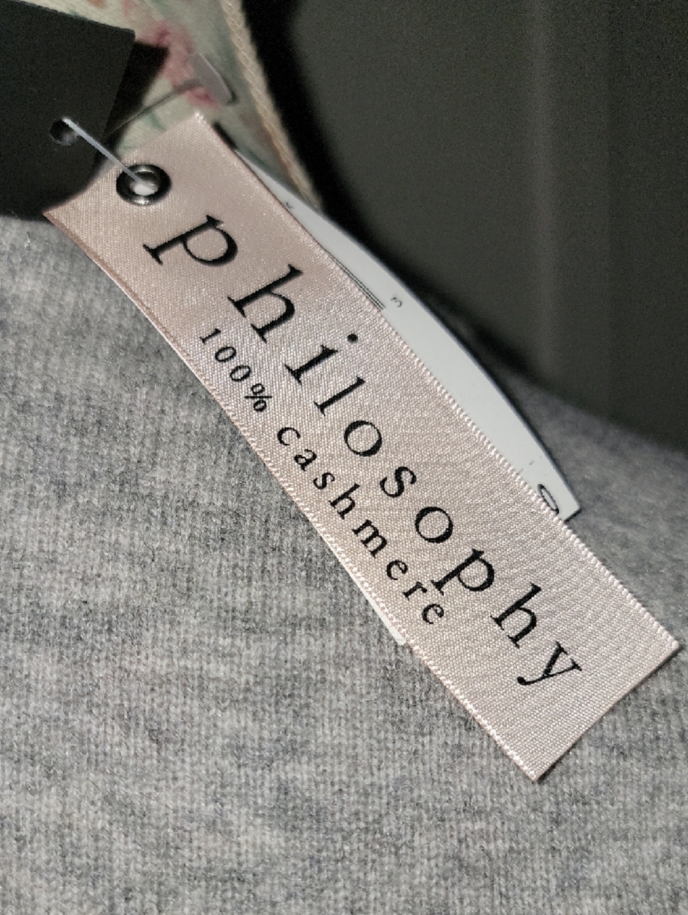 NWT Philosophy Gray Crewneck Sweater with Pink LOVE Intarsia - Picture 7 of 9